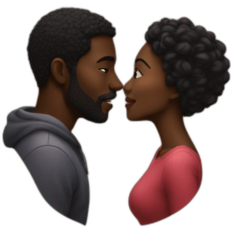 Black beautiful couple kissing emoji