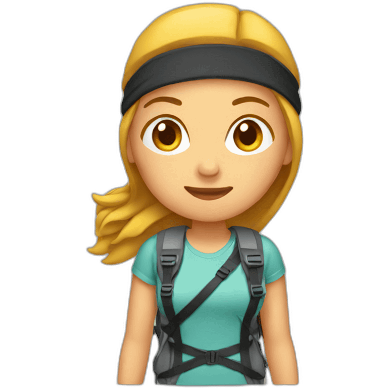 woman hiking with headband emoji