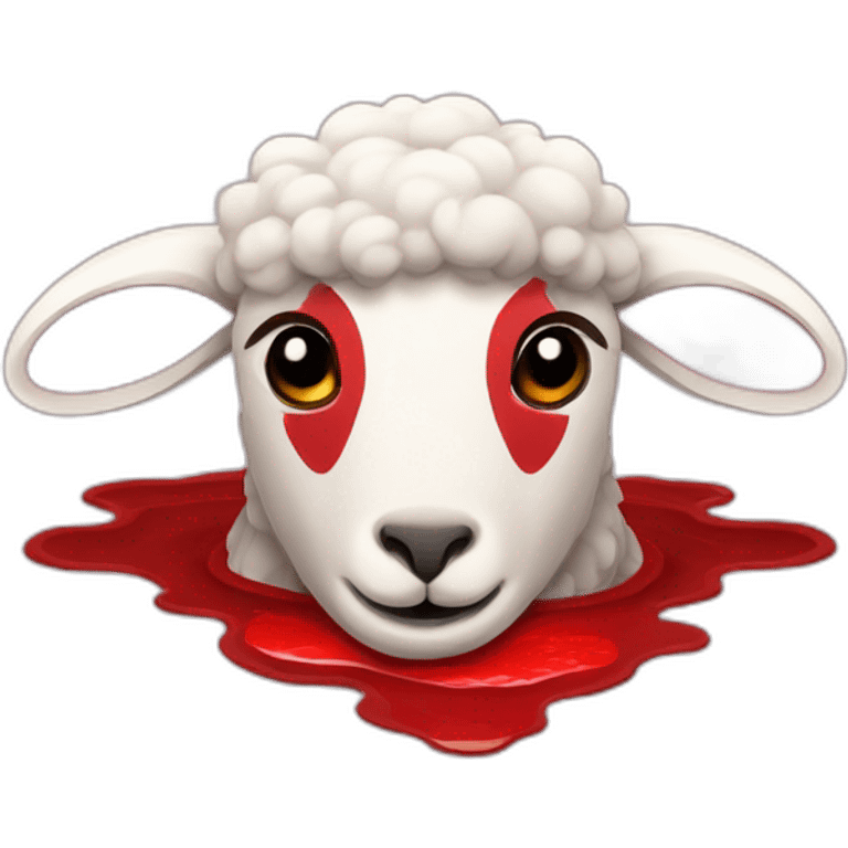 A sheep head in a red puddle emoji