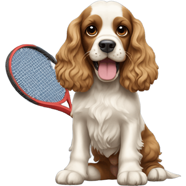 Cocker spaniel playing tennis  emoji