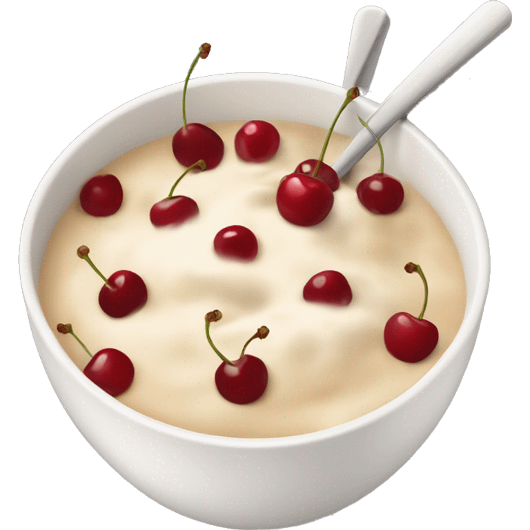 Porridge bowl with cherries emoji