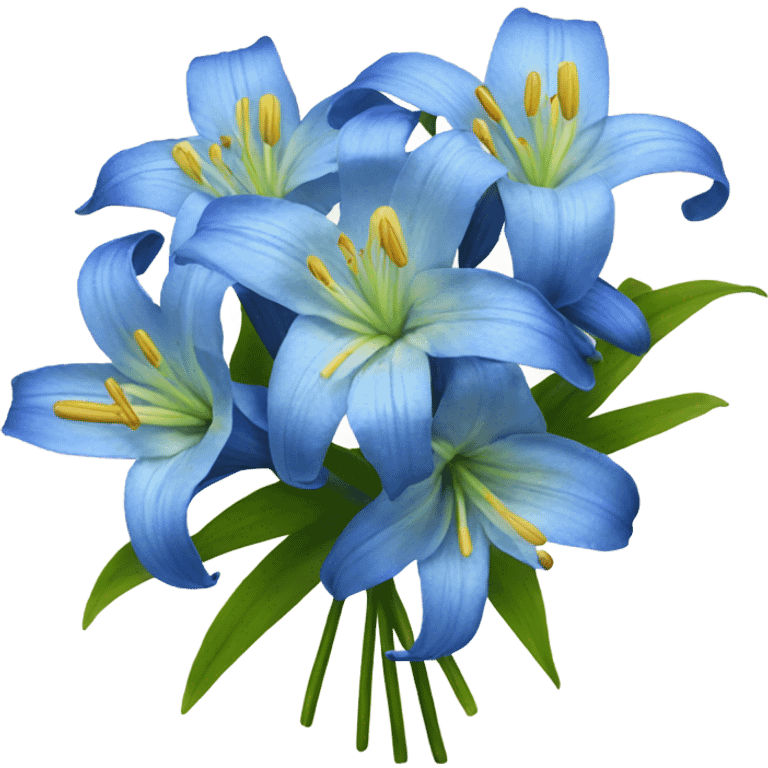 Blue lilies bouqet with bow emoji