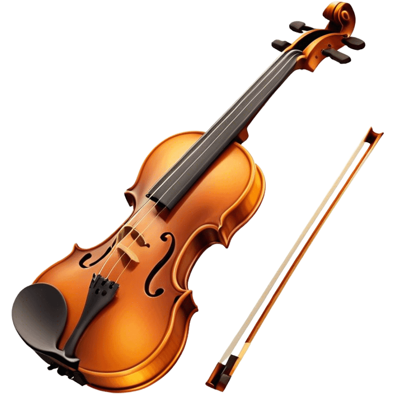 Cinematic Realistic Violin, rich polished wood with delicate curves, taut strings reflecting warm golden light, fine dust particles catching the glow, intricate f-holes adding elegance, glowing with an air of timeless beauty and musical soul. emoji