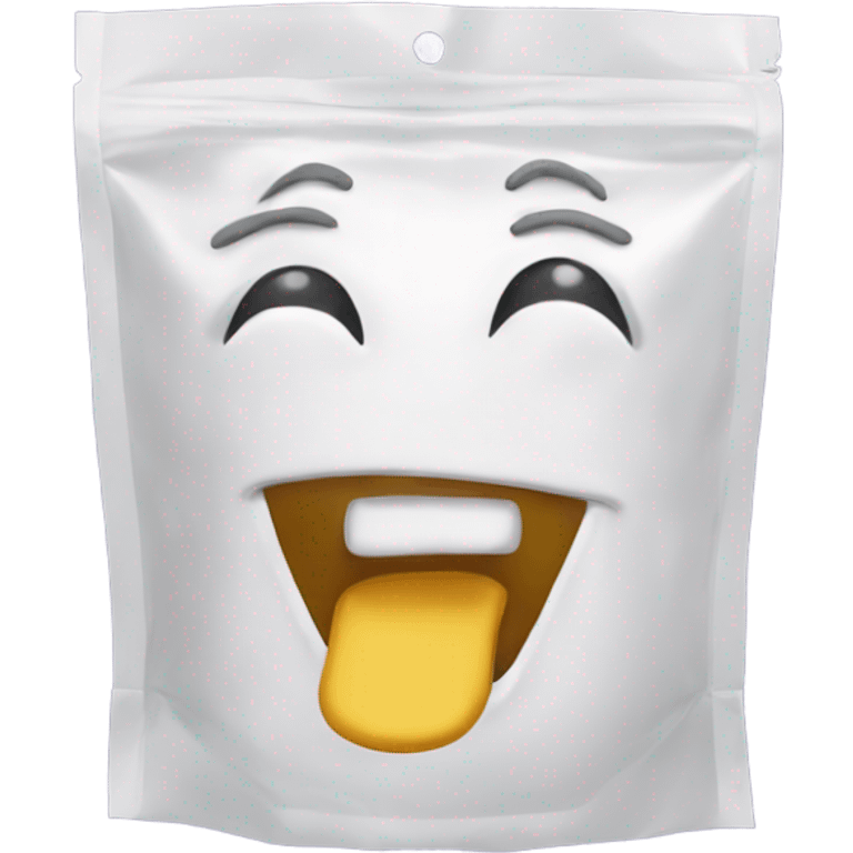 A goofy looking plastic baggy with powder sugar  emoji