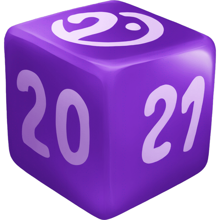 purple icosahedron dice, number 20 emoji