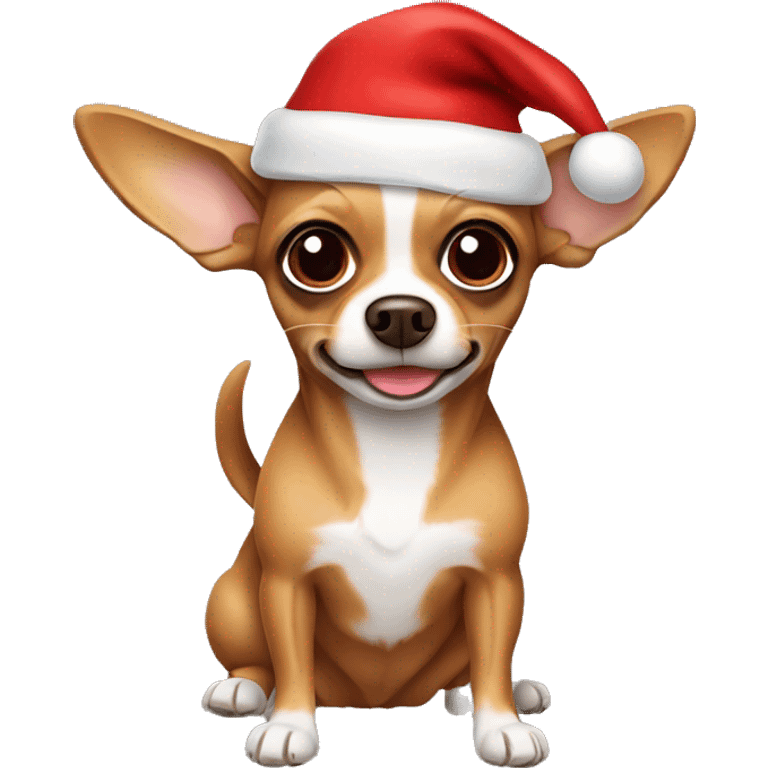 Brown Chihuahua with Christmas hat  emoji