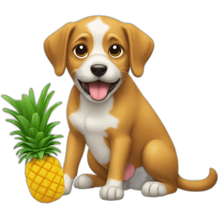 dog eating pineapple emoji