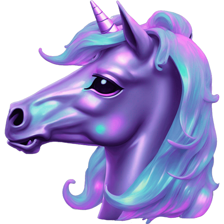 .Zombie_ Vaporwave black holographic oilslick zombie unicorn  emoji