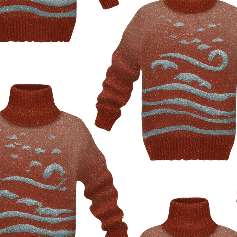 Knit sweater with water wave glitter patterned emoji