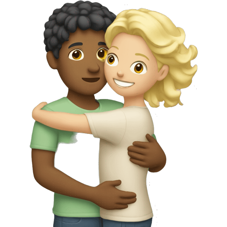 Mother and son blond hair hugging emoji