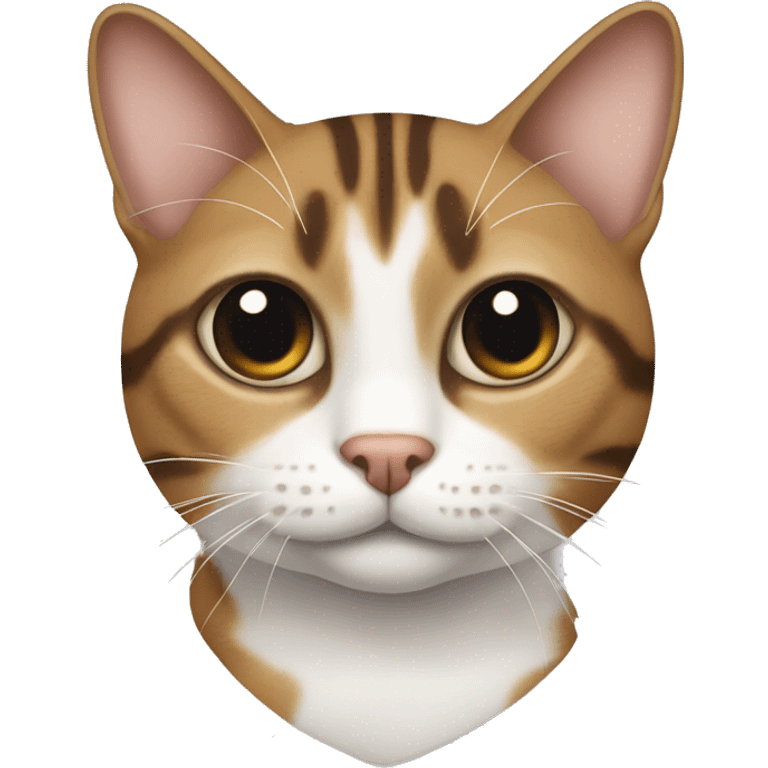 Brown and white tabby cat with black around eyes  emoji