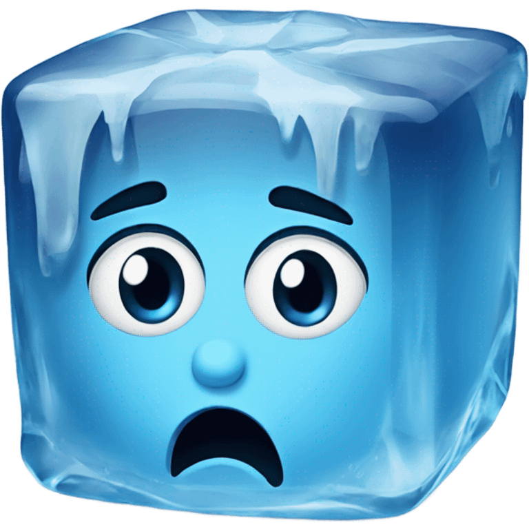 emoji sad crying bawling face frozen in an ice cube emoji