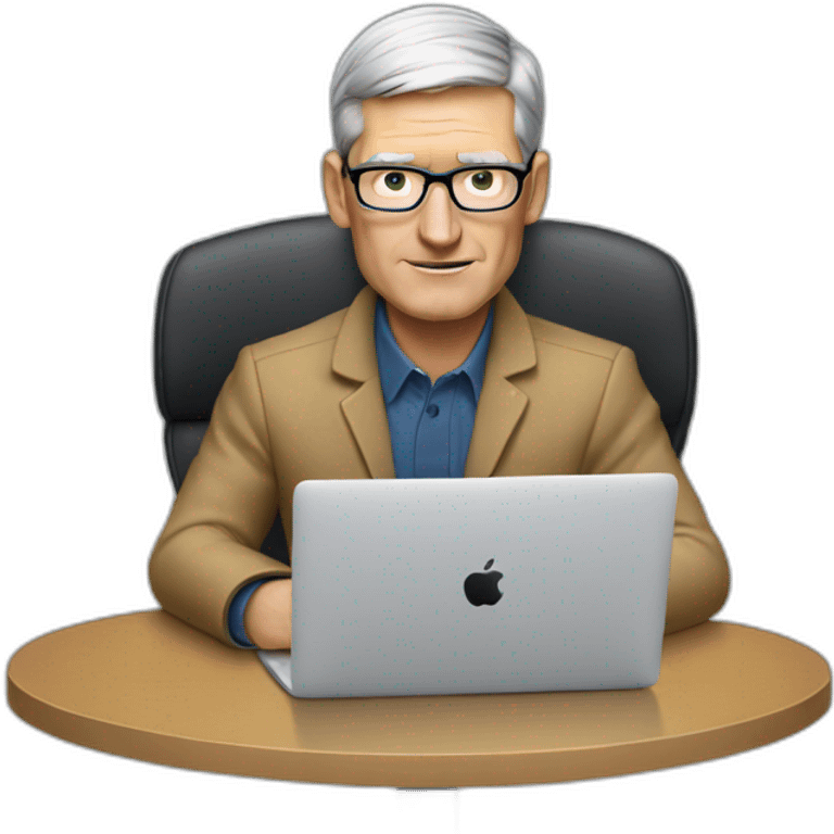 tim cook with macbook at office emoji