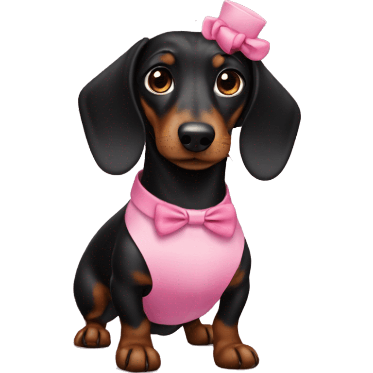 Black dachshund with a pink dres emoji