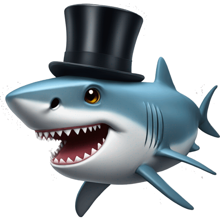 Shark with a top hat emoji