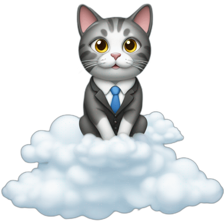 cat secretary sitting on top of the cloud emoji