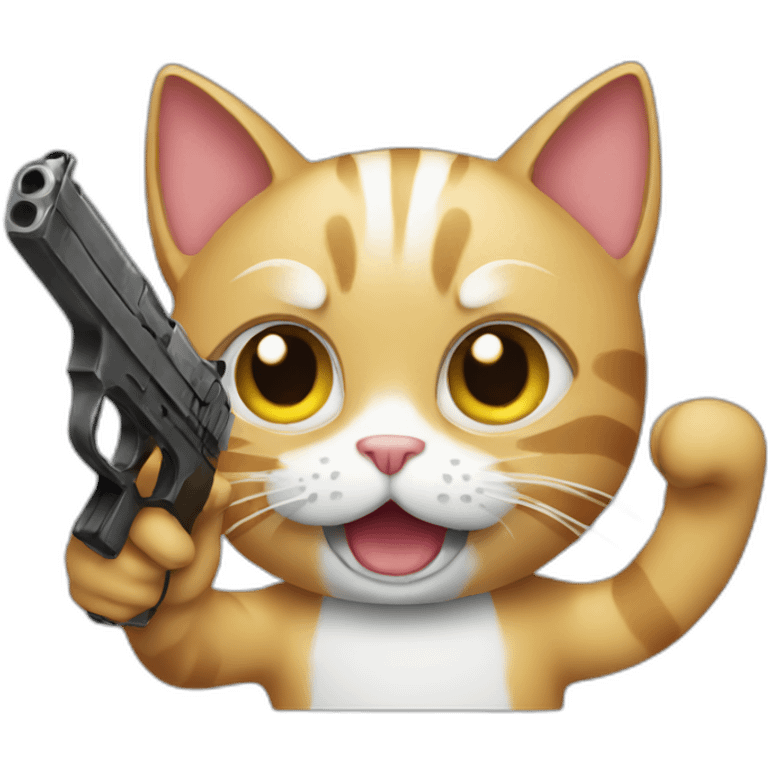 a cat with a gun emoji