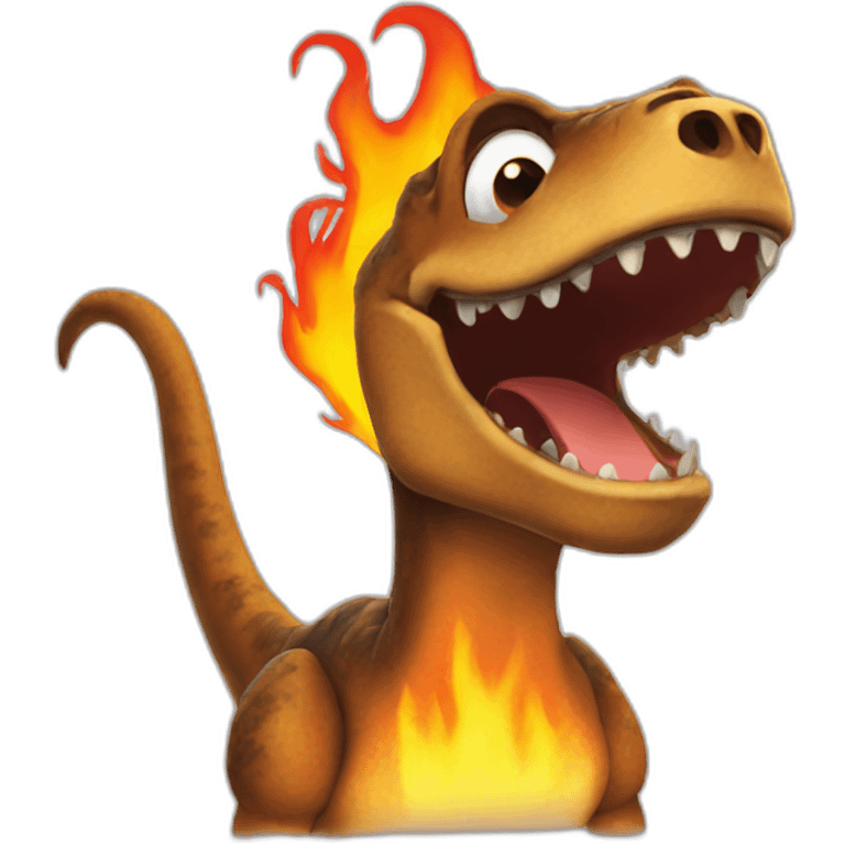 this is fine fire meme trex emoji