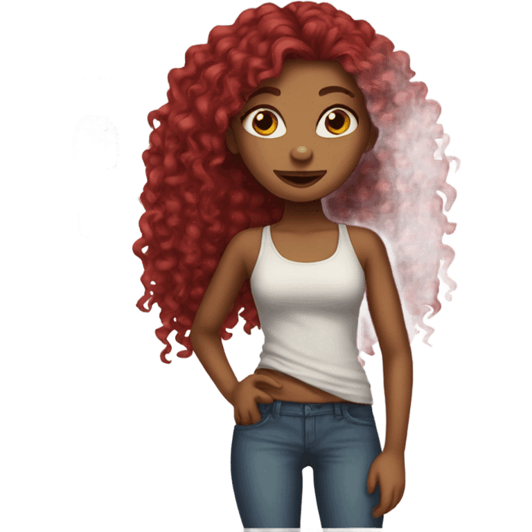 Zonbie girl with long curly hair red emoji