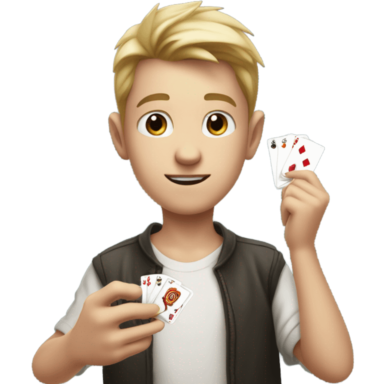 White skin boy doing magic emoji