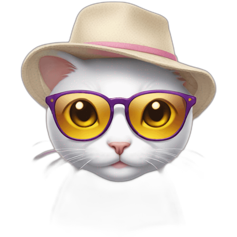 Petit chat avec une casquette et des lunettes  emoji