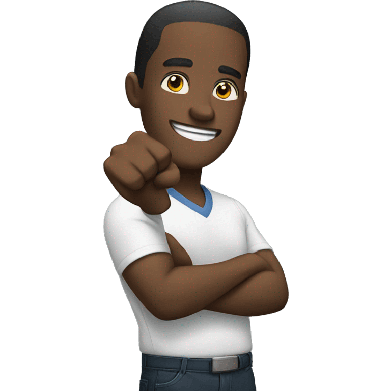 black man putting fist up cheering emoji