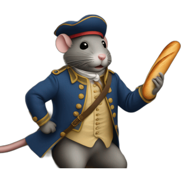 a French rat with a beret and a baguette who makes a revolution in 1789 emoji