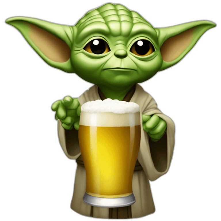 Yoda levantando una copa de cerveza emoji