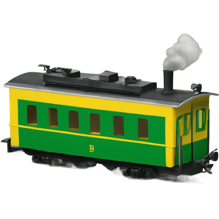 a little yellow and green narrow-gauge railway emoji