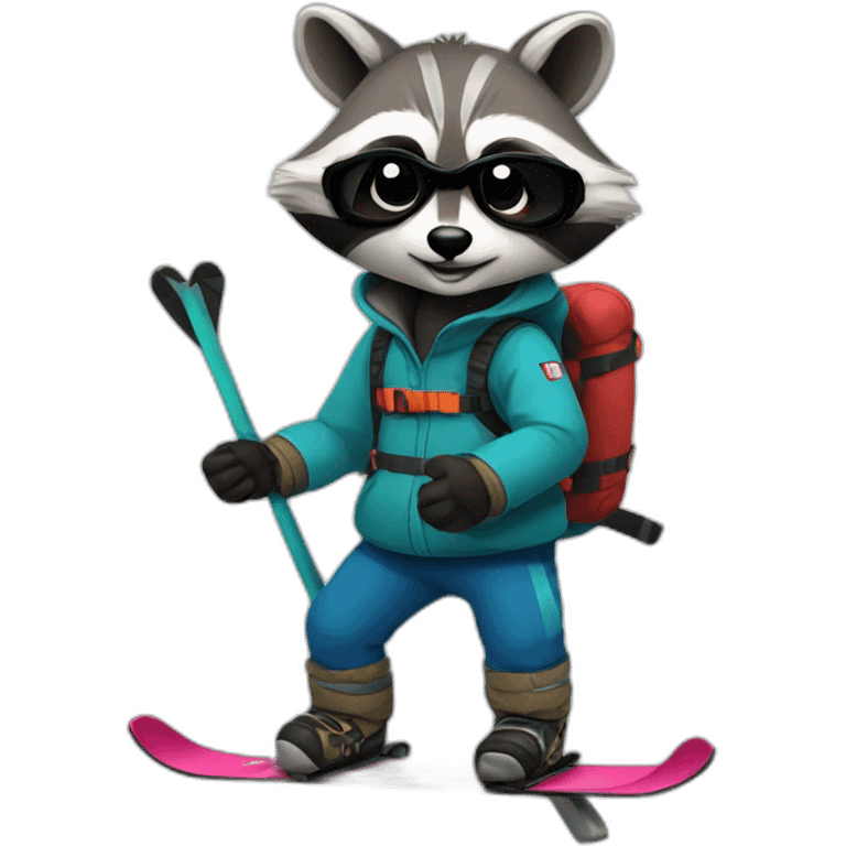 Ski raccoon emoji