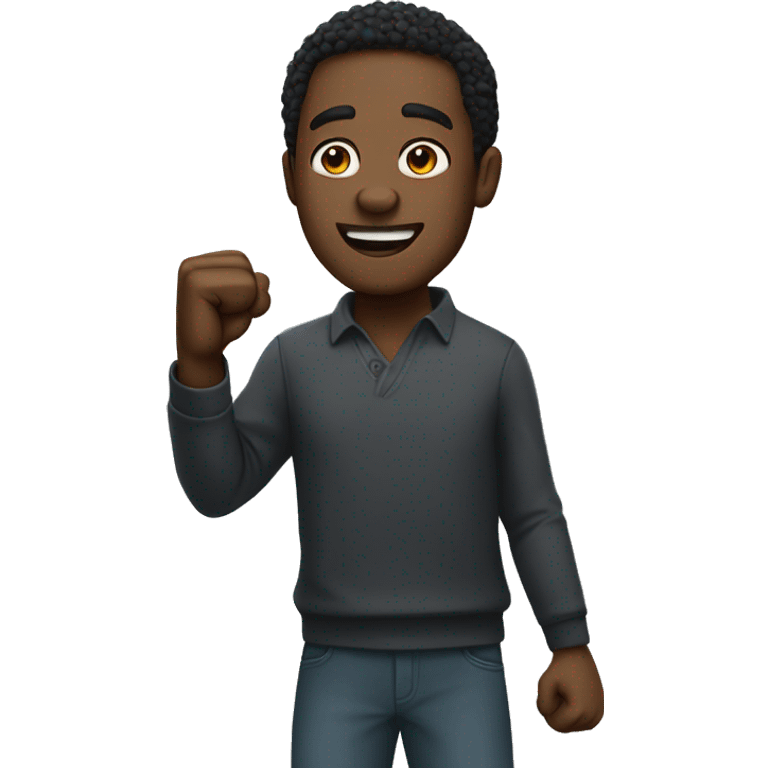 black man putting fist up cheering emoji