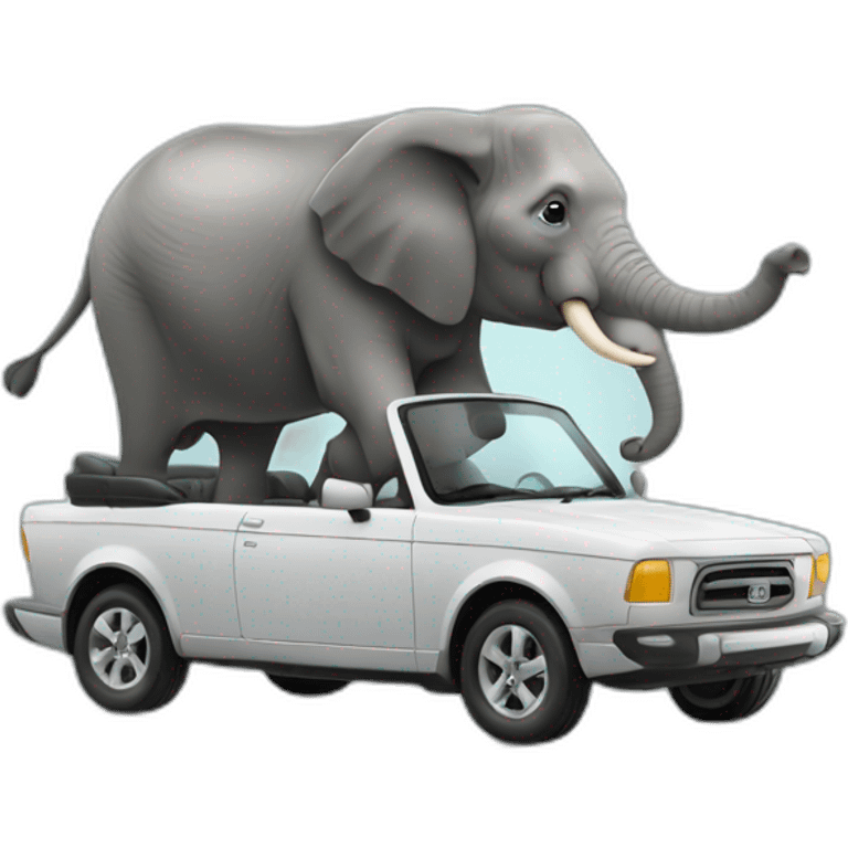 Voiture sur elephant emoji