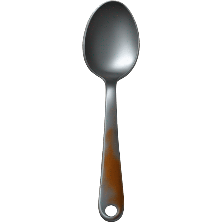 a metal spoon with rust on the bottom emoji