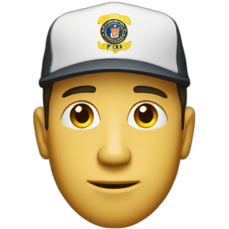 man with yellow "FBI" letters on his cap emoji