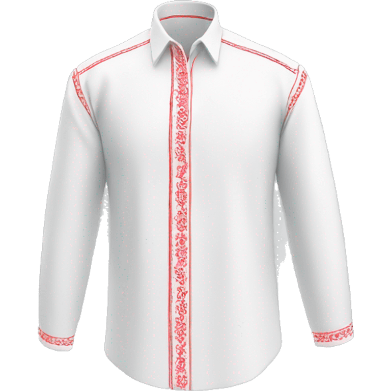 Shirt 👚 vyshyvanka, white with red embodiary emoji