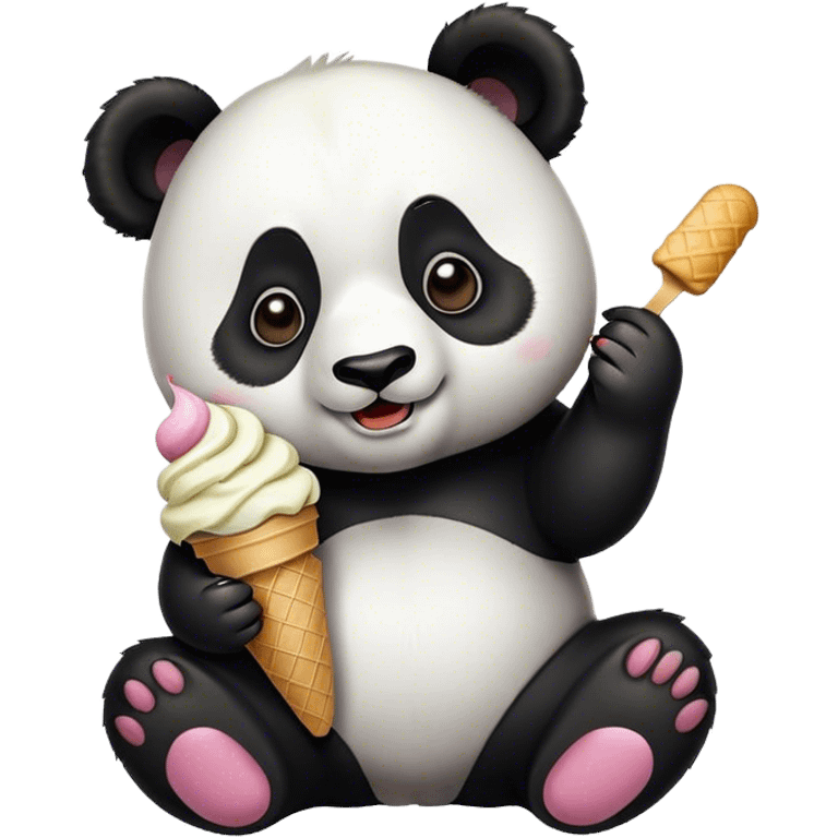 Panda eating ice cream emoji