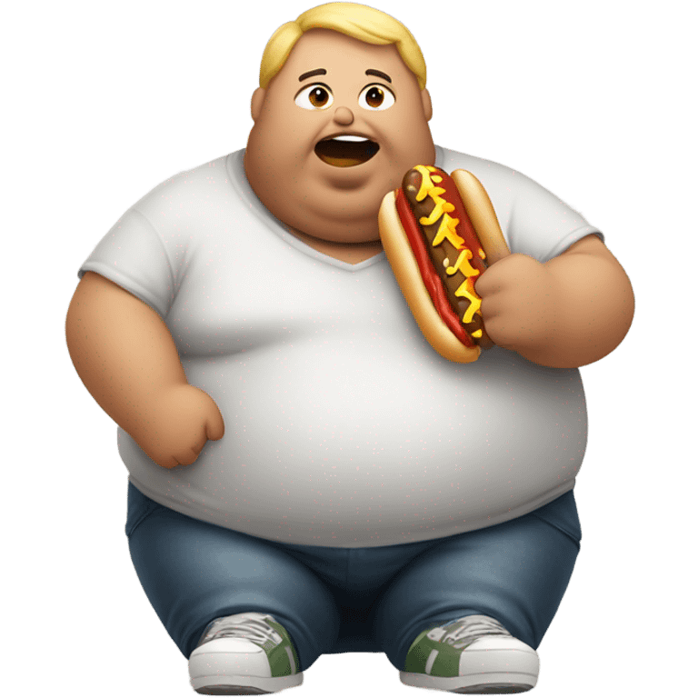 Fat person eating hotdog  emoji