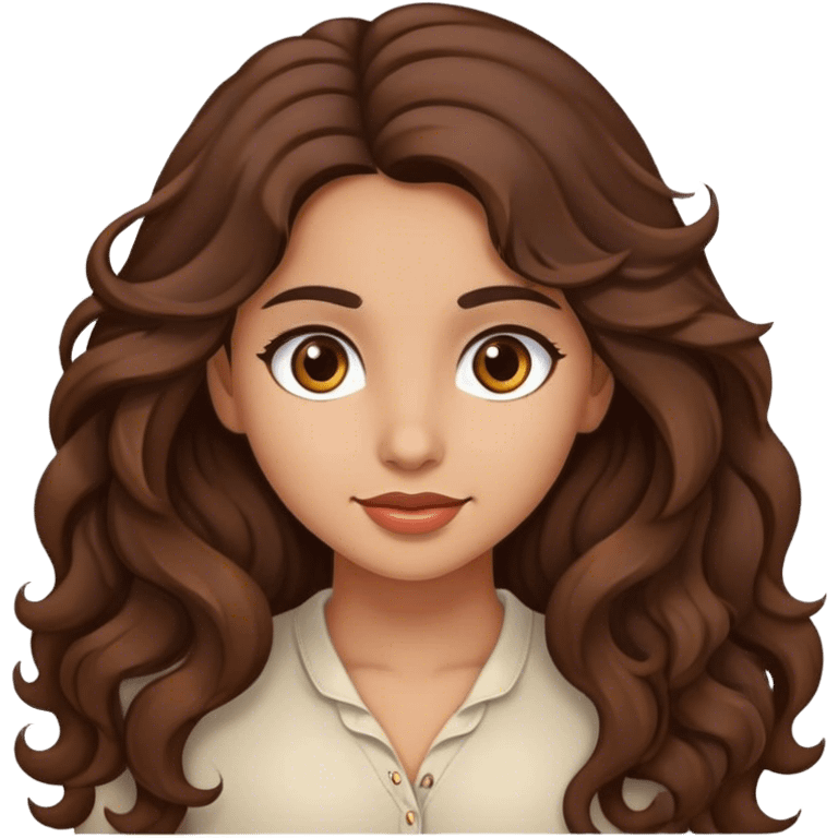 Good Beautiful girl,brown hair,wavy hair，long hair,brown eyes,hispanic emoji