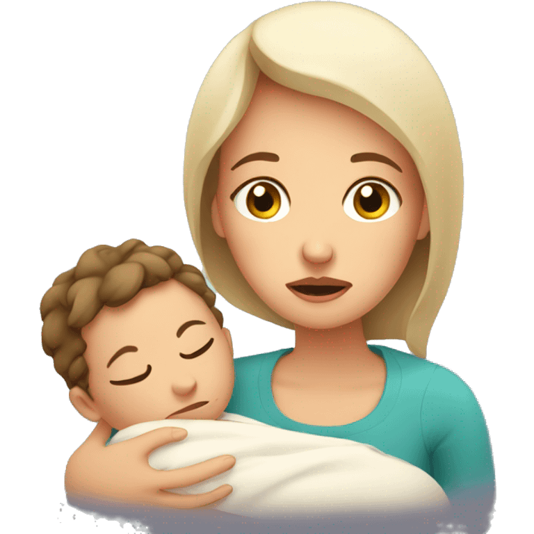 European sad mother with newborn emoji