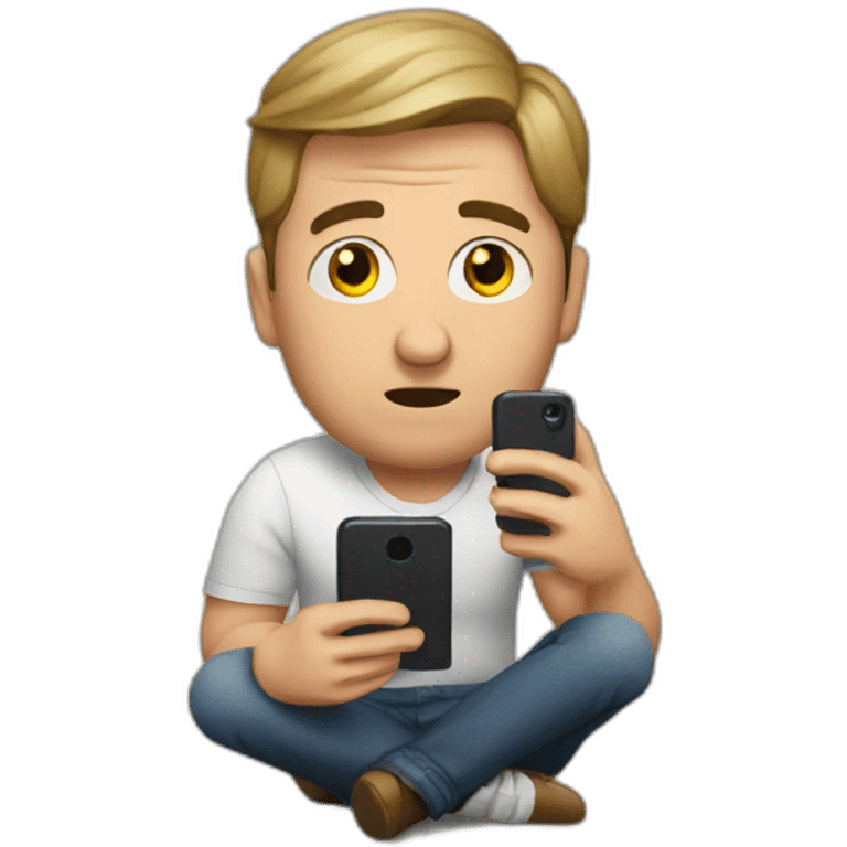 man completely distracted on his phone emoji