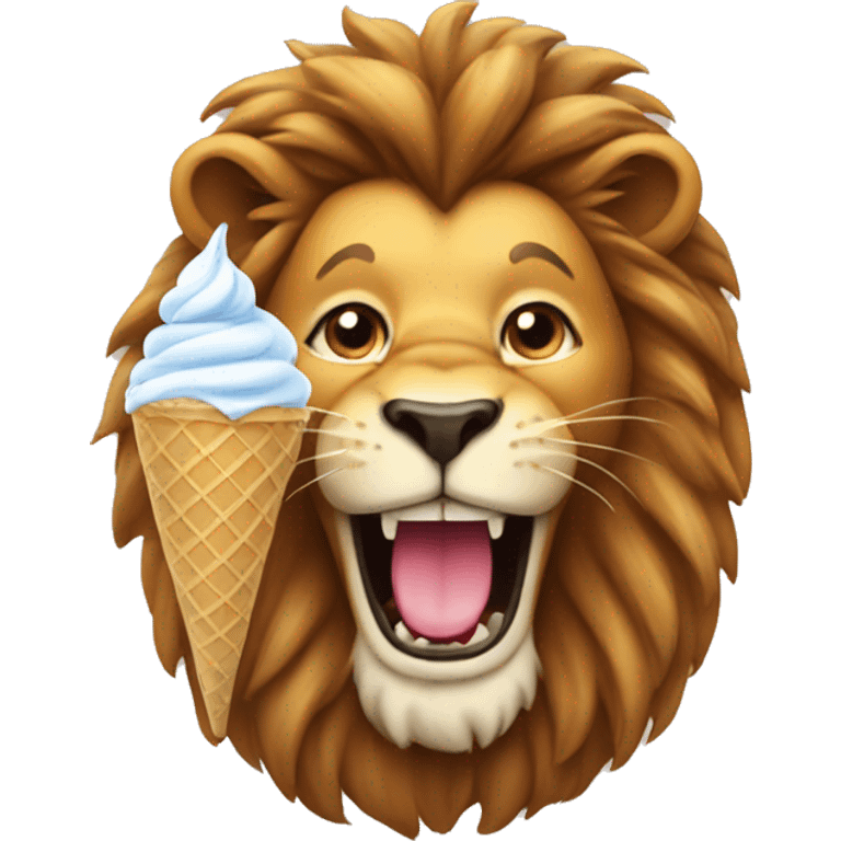 lion with ice cream emoji