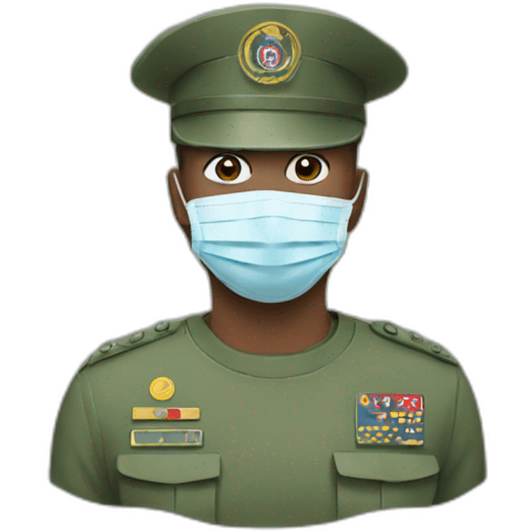 a military face in a Medical masks emoji