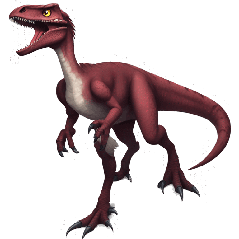 Maroon edgy badass modern handsome punk velociraptor-dragon-Digimon, full body emoji