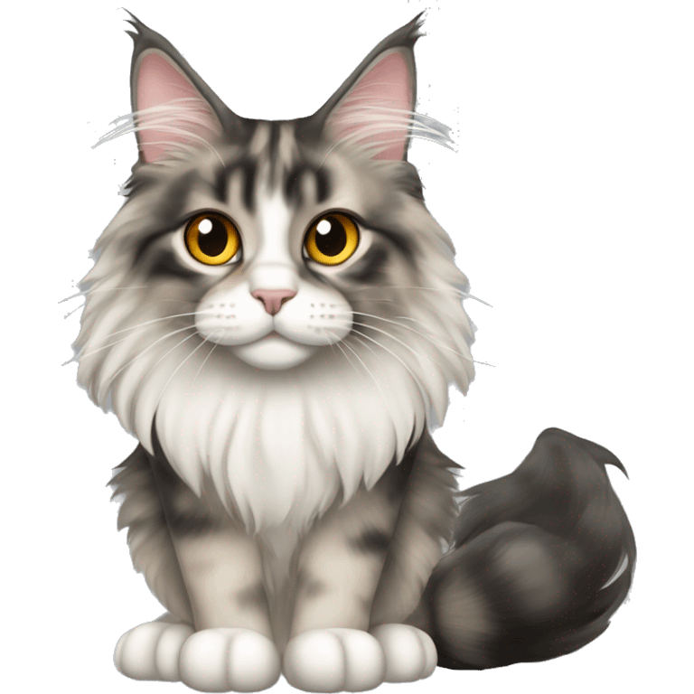 Maine coon dilute Calico half face colored  emoji