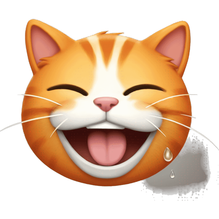 orange cat laughing with tears coming out emoji