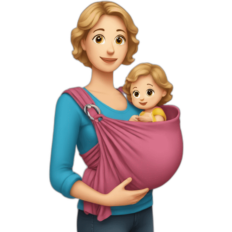 European Babywearing mom with baby and ring sling emoji