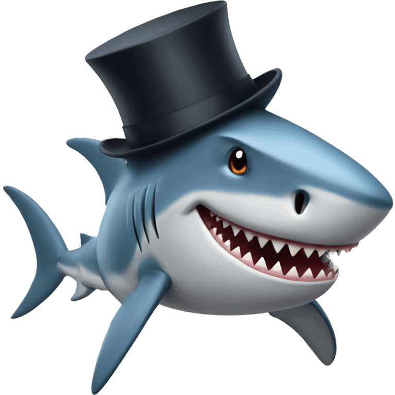 Shark with a top hat emoji