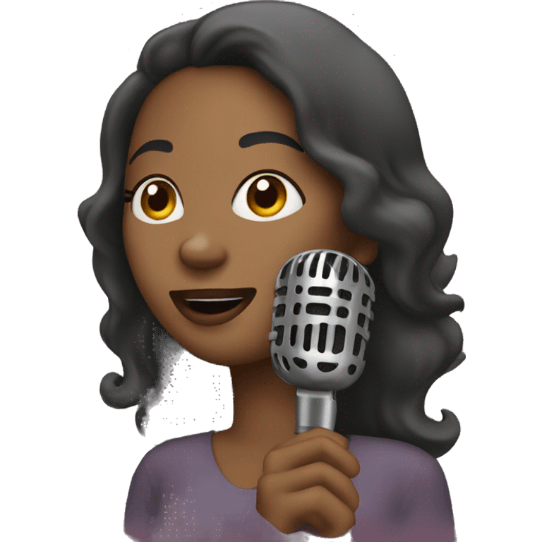 A woman singing with a mic emoji