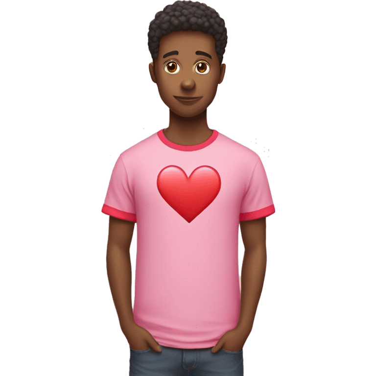 Pink t shirt with red heart emoji