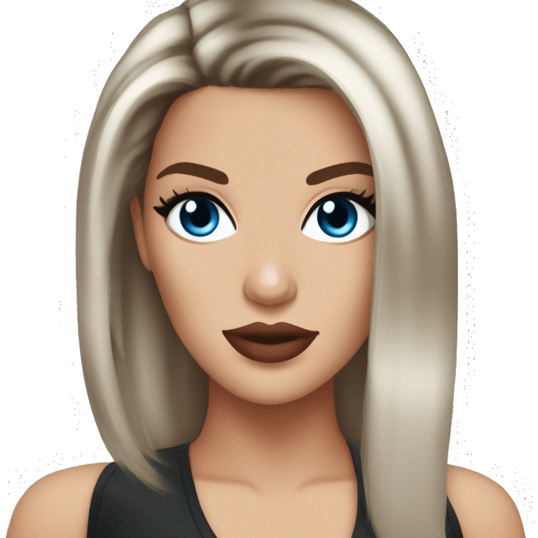 khloe kardashian with blue eyes and dark red brown hair  emoji